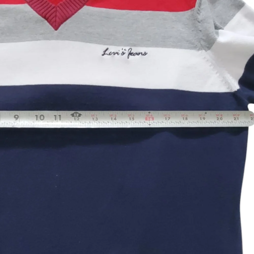 Levi's Men's V-neck Red White and Blue Stripe Sweater. XXL.